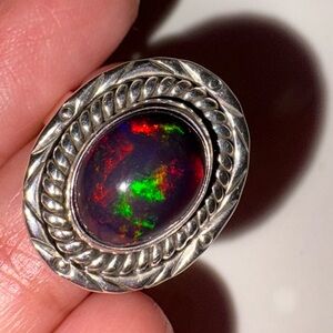 Black Opal sterling silver ring